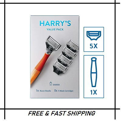 HARRY'S 1 RAZOR Plus 2 X 5-Blade Cartridges Ember Orange