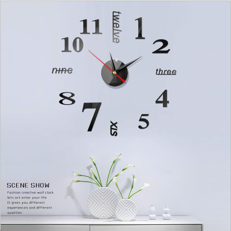Wall Clock Watch Large Modern DIY Sticker Decal Simple 3D Roman Numeral Home Kit