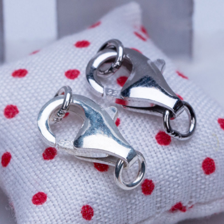 Solid 925 Sterling Silver Lobster Claw Clasp Connector Triggers 2 pc All Size