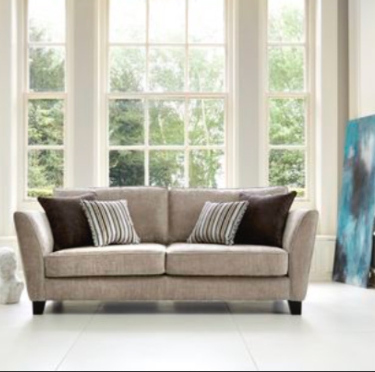 SOFOLOGY 3PIECE SOFA SUITE MINK good as new 2 sofas & 1 footstool