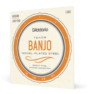 D'Addario EJ63 Tenor Banjo Strings, Nickel  9-30  4 String C-G-D-A Tuning