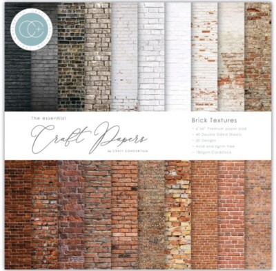 Craft Consortium Brick Textures 6x6 Inch Paper Pad - 40 Double-Sided Sheets
