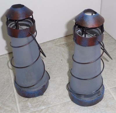 Lighthouse Candle Holders  Unique Home Patio Deck Decor Outdoor Lighting