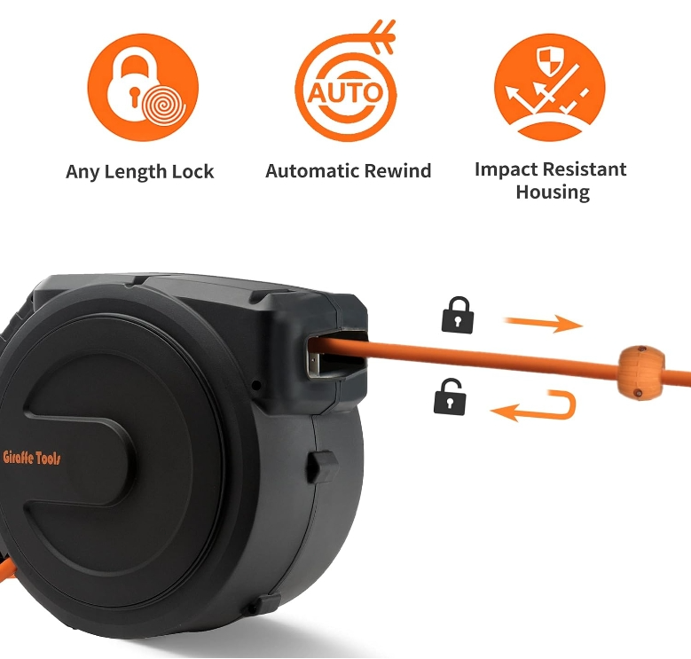 Giraffe Tools Retractable Air Hose Reel Air Compressor Hose With Reel MAX 300PSI