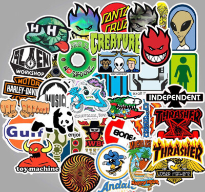 50pc Top Brand Logo Hip Hop Graffiti Sticker Bomb Skate Stickers Car Decal Gifts