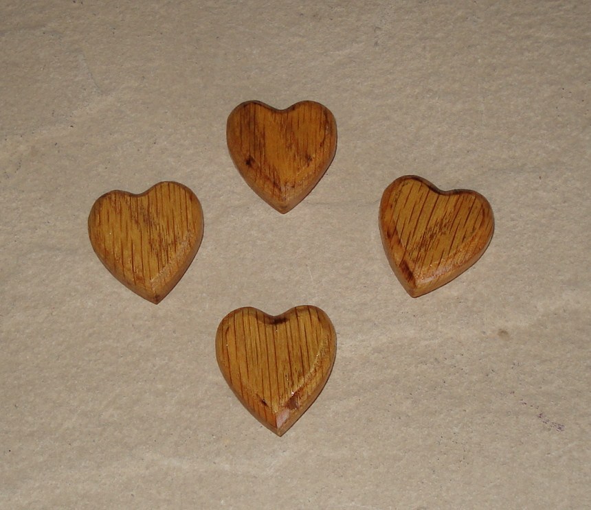 Set of 4 Small Handmade Wood Hearts