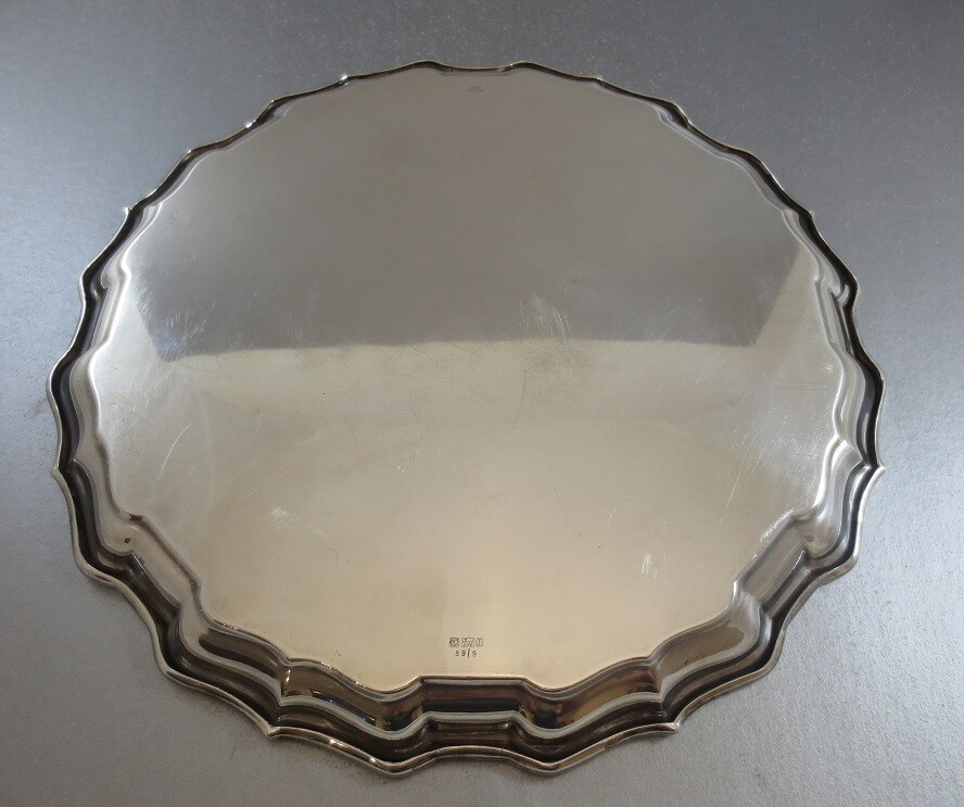 BIG BIRKS STERLING SALVER OR TRAY. HALLMARKED 1954, 33 TROY. HAND ENGRAVED NICE!