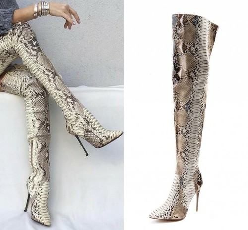 Snakeskin boots thigh high clearance