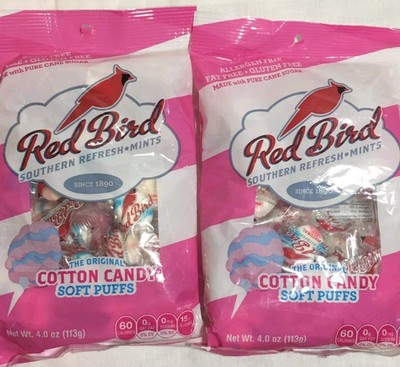 TWO Red Bird Cotton Candy Soft Puffs ORIGINAL 4oz 2 bags GlutenFat Free MINTS