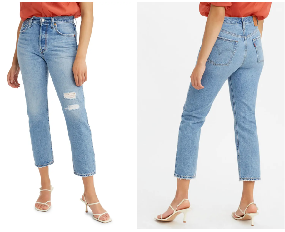 

LEVI STRAUSS Luxor Reconstruction High Waist 501 Укороченные потертые джинсы  x 26 дюймов, Синий, Levi's 501