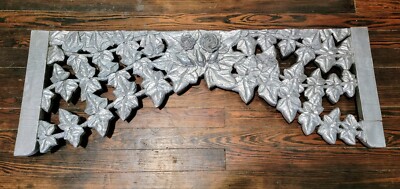 Antique Ornate Rose & Leaf Carved Wood Over-Door Pediment Architectural Salvage
