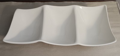 Large Portugal Glossy White 3 compartment Serving Dish VGC