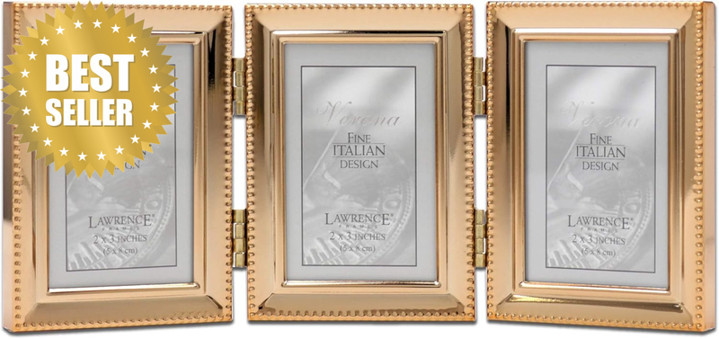 Frames Classic Bead Picture Frame, 2.5X3.5 Triple, Gold, 3 Count