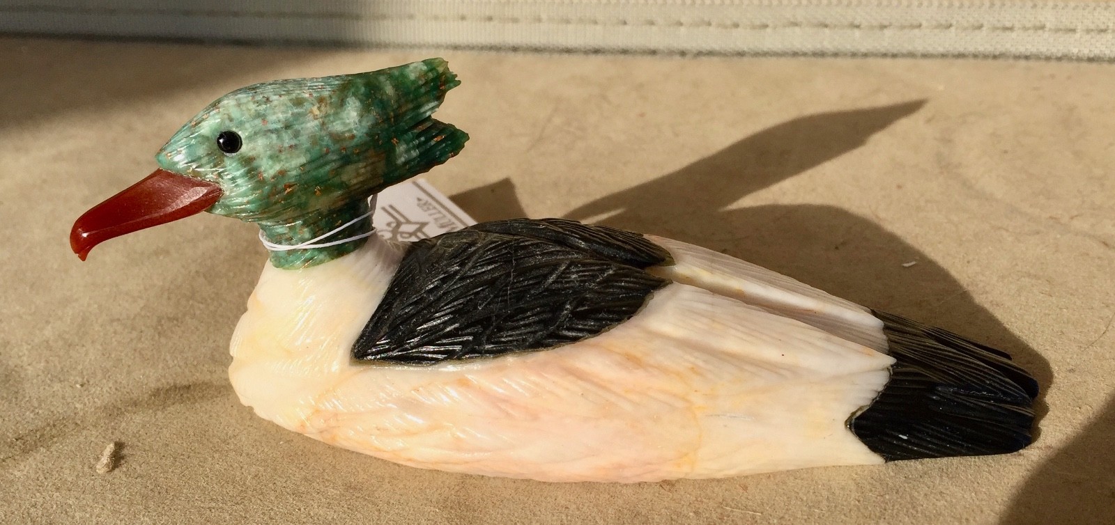 Merganser Duck -Obsidian,White Quartz,Fuchsite 5