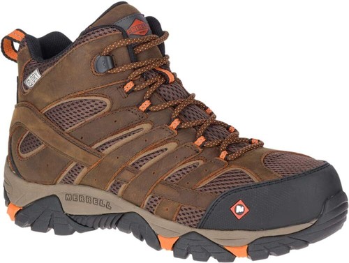 Pre-owned Merrell Men's Moab Vertex Mid Waterproof Composite Toe Construction Boot In Clay