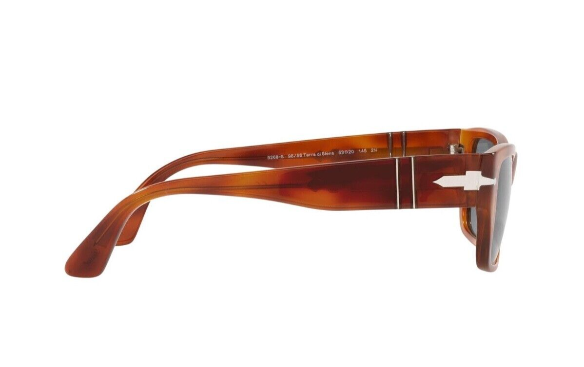 Pre-owned Persol Rectangle Terra Di Siena Crystal Light Blue Sunglasses Po3268s 96/56 In Crystal Light Blue Non Polarized Mineral Glass