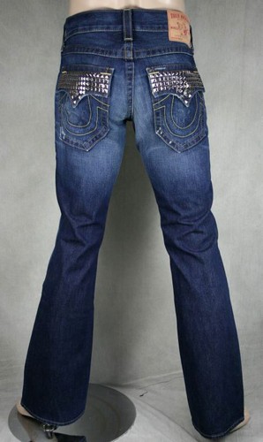 Pre-owned True Religion Jeans Men's Billy Studs Lasso Authentic 24858bqf In Blue