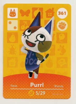 Animal Crossing amiibo Card: Purrl 361 Series 4 Cat New
