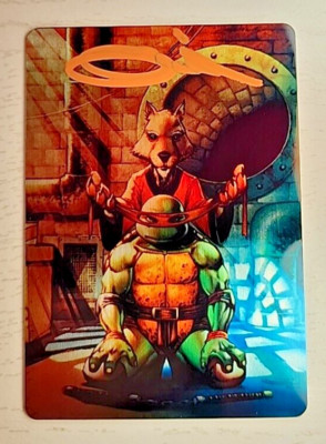 SIGNED Metal Art Card - TMNT Master Splinter and Raphael - by Artist Sajad Shah