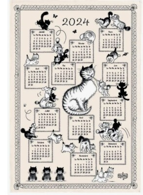 TORCHONS & BOUCHONS 2024 ''DUBOUT KITTENS'' FRENCH CALENDAR KITCHEN / TEA TOWEL