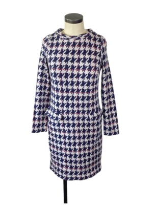 Boden Sixties Jacquard Tunic Dress Navy Houndstooth WH892 6 6L 10 10L Tall