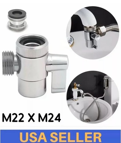 Bathroom Brass Sink Valve Diverter Faucet Splitter to Hose Adapter M22 X M24