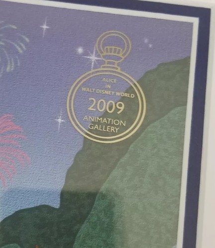 Disney Cel Alice in Walt Disney World 2009 signed card and pin