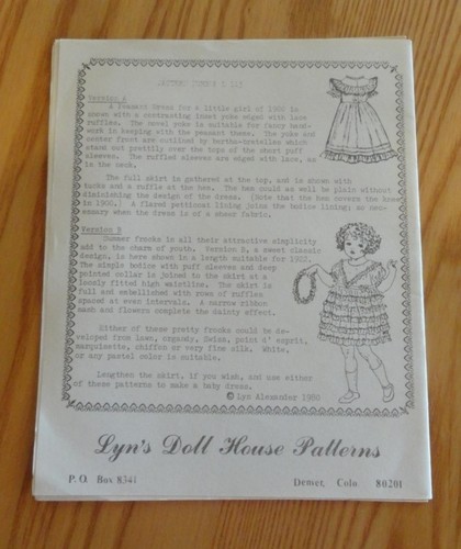 L 115 Lyn's Doll House Patterns Peasant & Ruffled Dresses Size 11-12