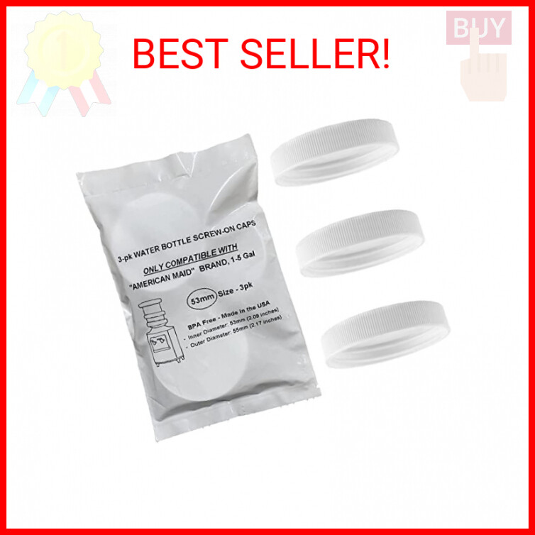 SANITRO Threaded/Screw-On Caps for 3 and 5 Gallon Water Bottle Jugs (3 pk) (53mm