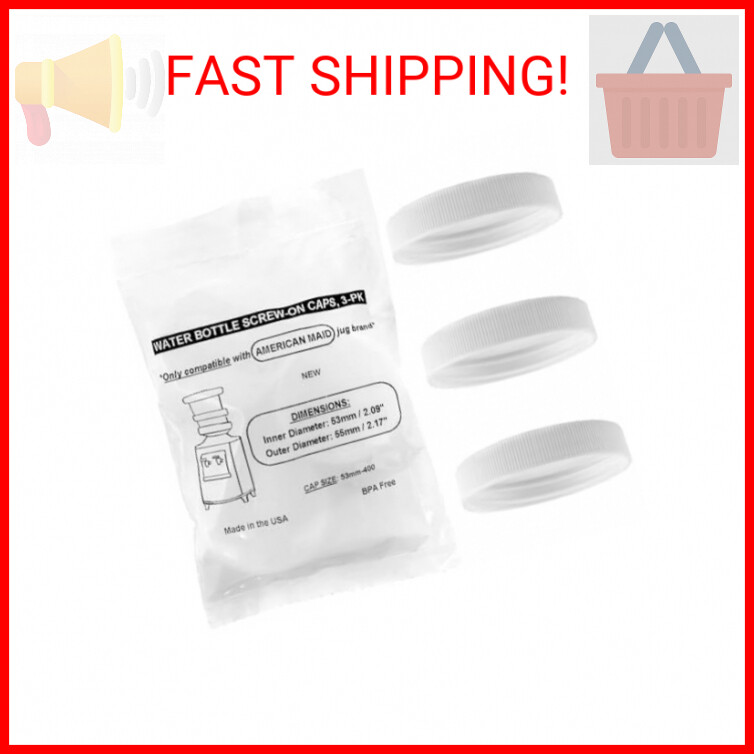 Threaded/Screw-On Caps for 3 and 5 Gallon Water Bottle Jugs (3 pk) (53mm, White)