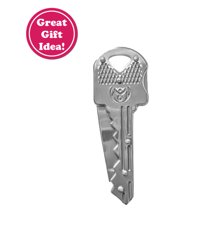 Key Shape Stainless Steel Locking Folding Drop Blade! Stocking Stuffer