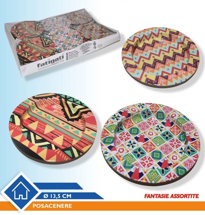 Set 24 Pz Posacenere In Metallo Pub Ashtray Portacenere Rotondo Fantasia dfh