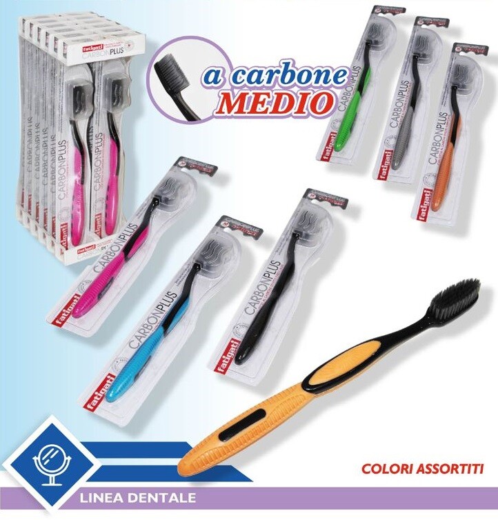Set 12 Pezzi Spazzolino A Carbone Medio Igiene Denti Bocca Colorati dfh