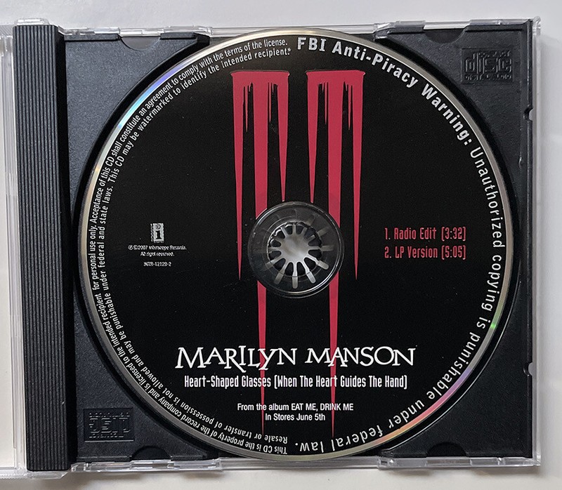Marilyn Manson Heart Shaped Glasses 2 Track Promo CD Radio