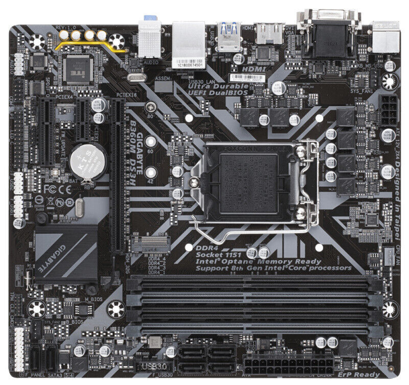 Gigabyte B360m Ds3h Motherboard Intel B360 Lga 1151 Ddr4 Micro Atx Vga Core Ps/2