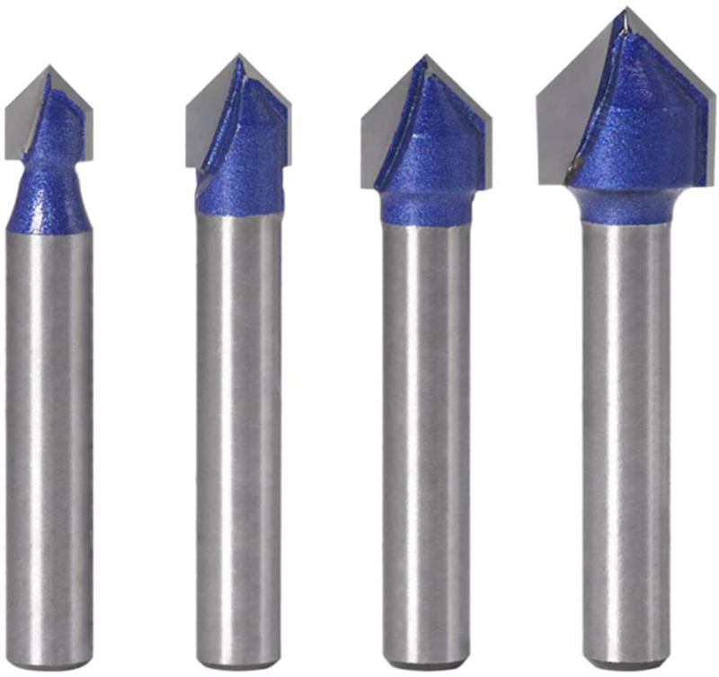 Yakamoz Industrial Grade 1/4-Inch Shank 90 Degree V Groove Router Bit Set Cnc En
