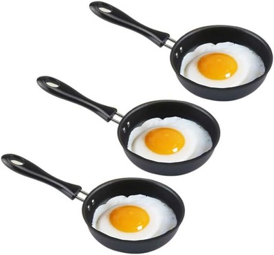 Mini Egg Frying Pan 4.7-Inch 3Pcs, Non-stick One with Black 