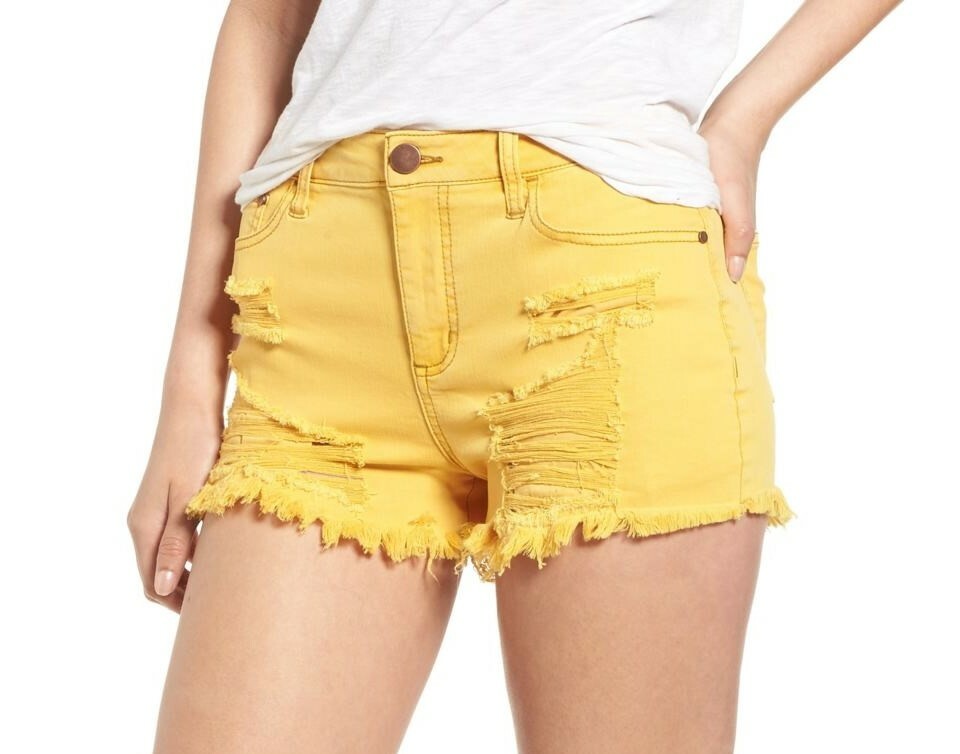 Tinse Decon Ripped Denim Shorts Sz. 25 (Marigold) Women's 151044