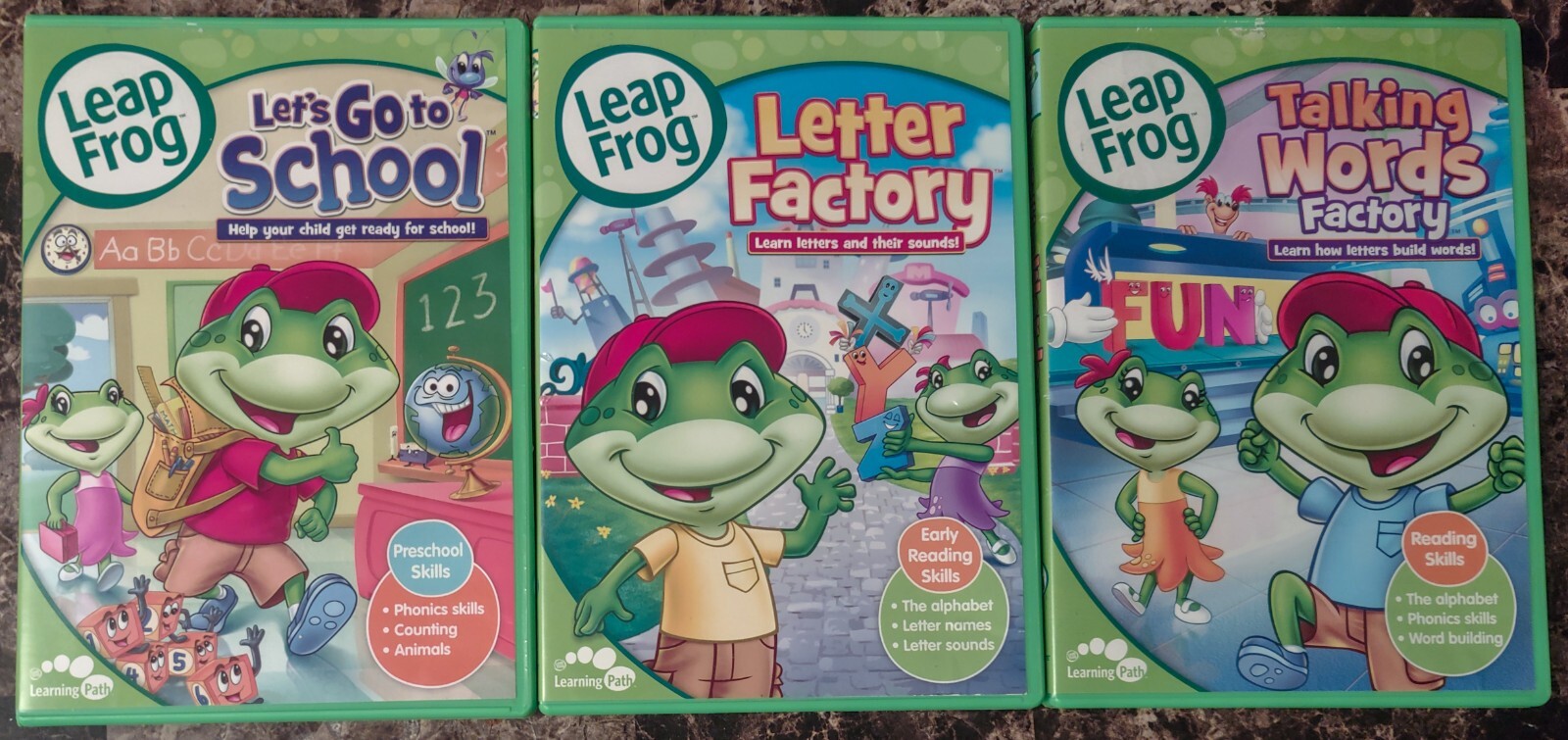 Leap Frog Collection Let's Go to School Letter Words Factory