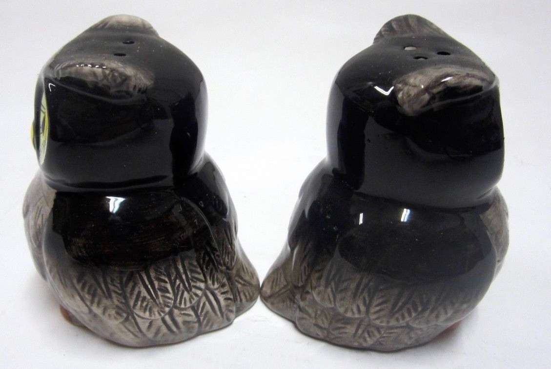 owl salt and pepper shakers, ceramic, maybe Japan made
