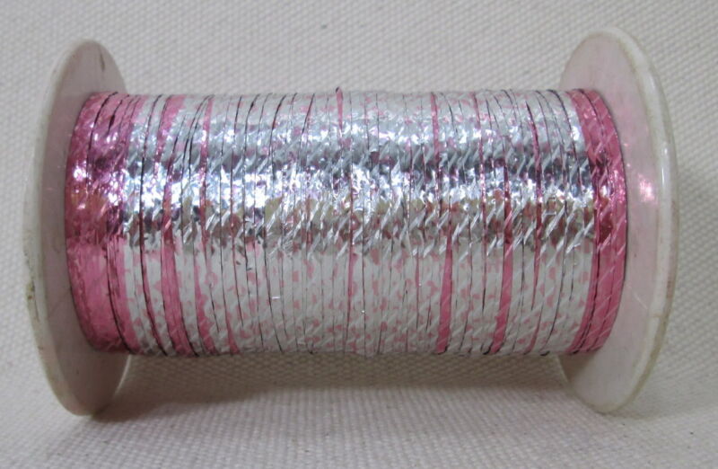 Vintage Silver/Pink Metallic Tinsel Thread Fly Tying Embroidery Weaving Knitting