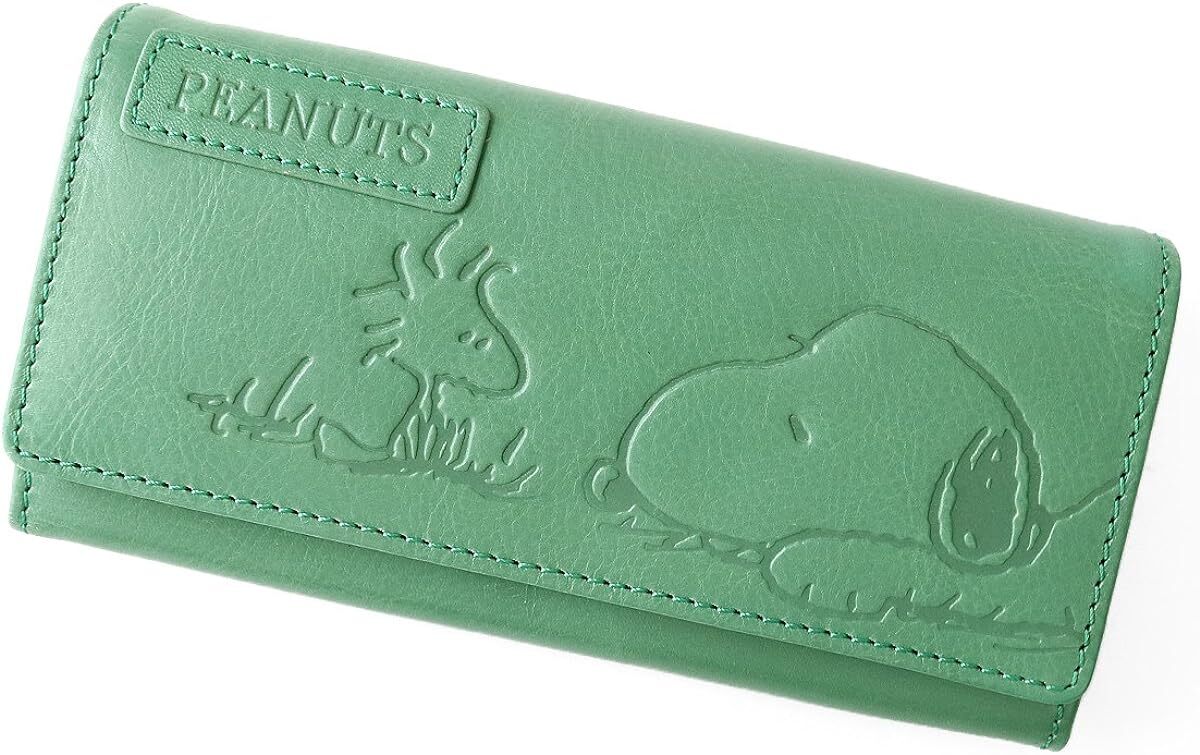 PEANUTS Long Wallet Women's Genuine Leather Flap Friend