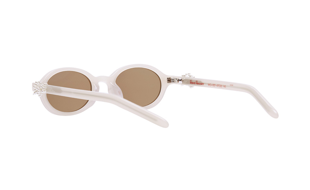 Pre-owned Mardi Mercredi Round Sunglasses M.o-001_ivory / + Pearl Accessories In Brown
