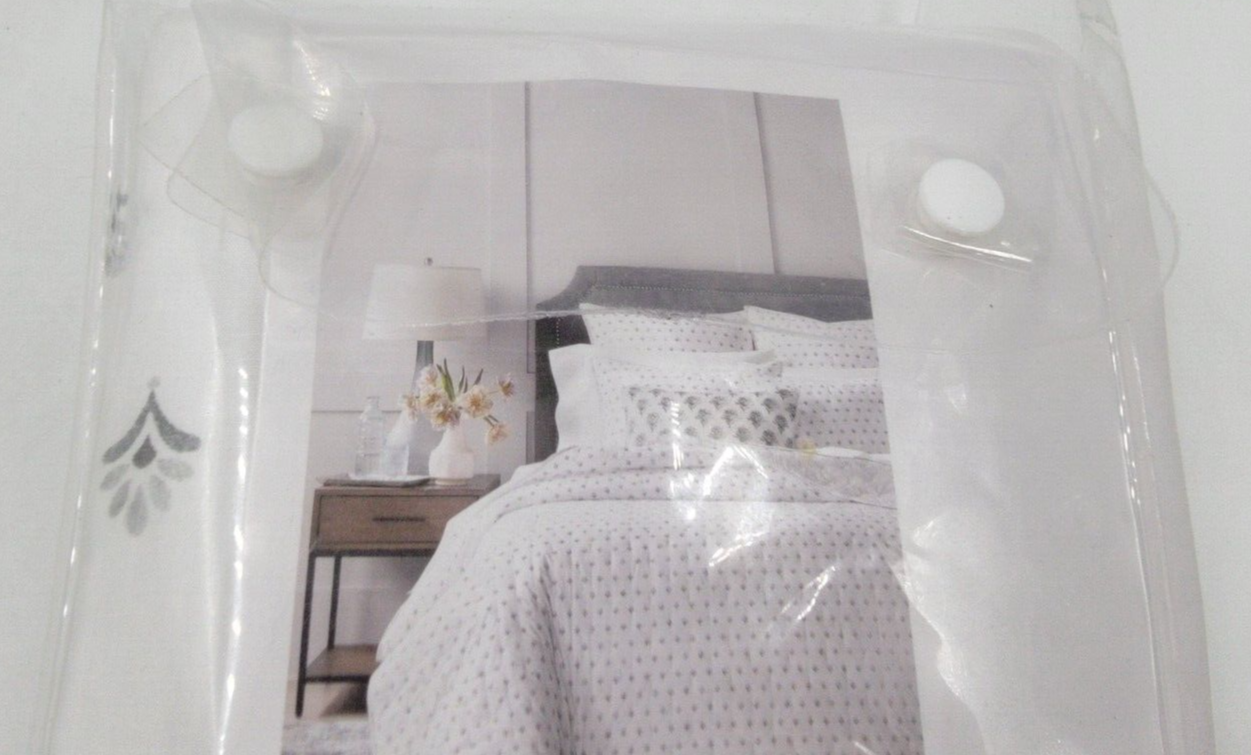 Sky Scallop Reversible Two Euro Pillow Shams 26in x 26in Reflection Gray Button~ - Picture 8 of 11
