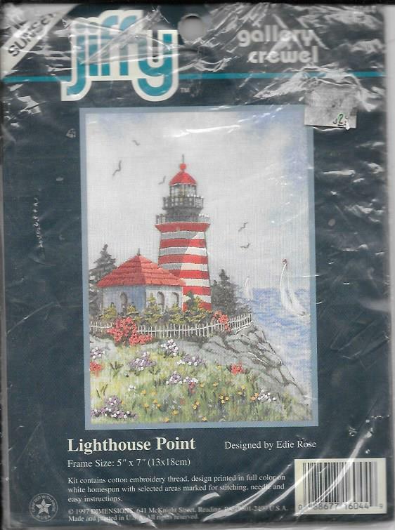Sunset Jiffy #16044 Lighthouse Point Gallery Crewel Kit 5 x 7 ...