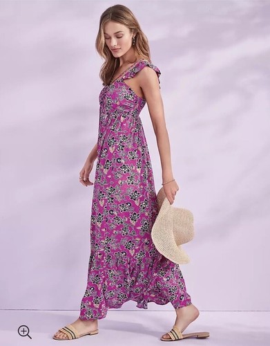 LOFT Ann Taylor Midi/Maxi Dress Purple Clover Ruffle Midi