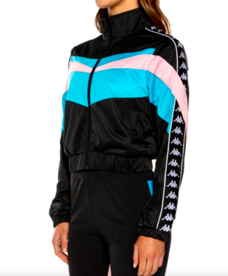 Black and sales pink kappa tracksuit