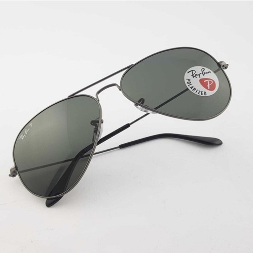 RAY BAN RAY-BAN SUNGLASSES AVIATOR 3025 GUNMETAL GREEN POLARIZED 004/58 LARGE 62MM