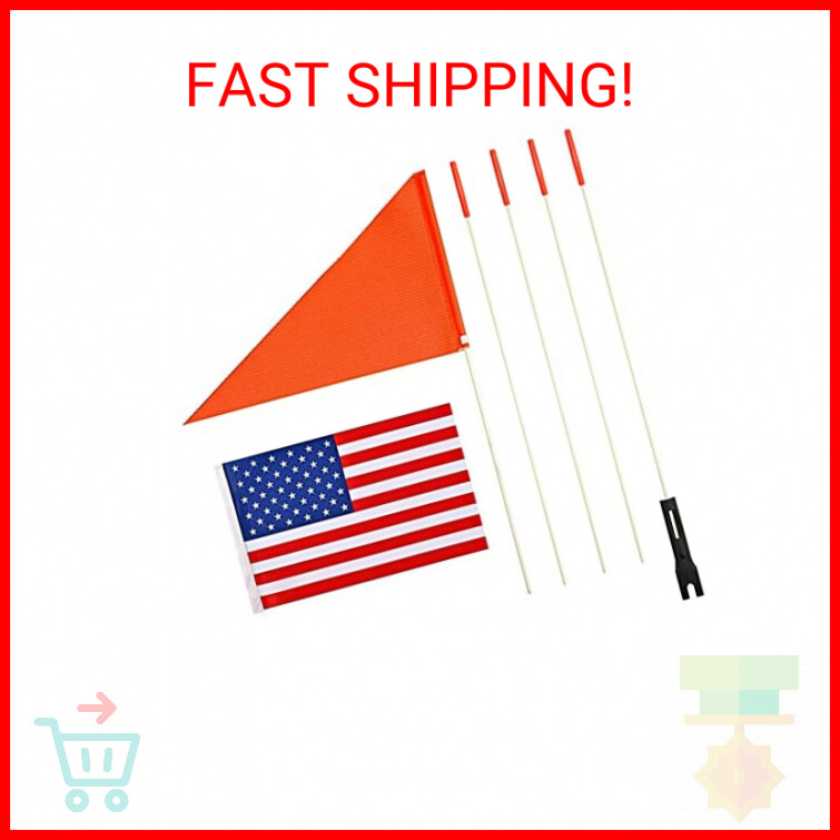 Bike Safety Flag/USA Flag Six Foot Heavy Duty Fiberglass Pole Polyester- New