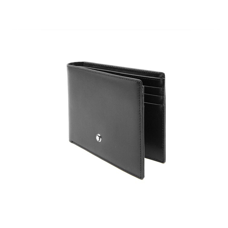 Pre-owned Montblanc Meisterstuck Leather 6cc Bifold Wallet Purse Card Holder For Men In Black